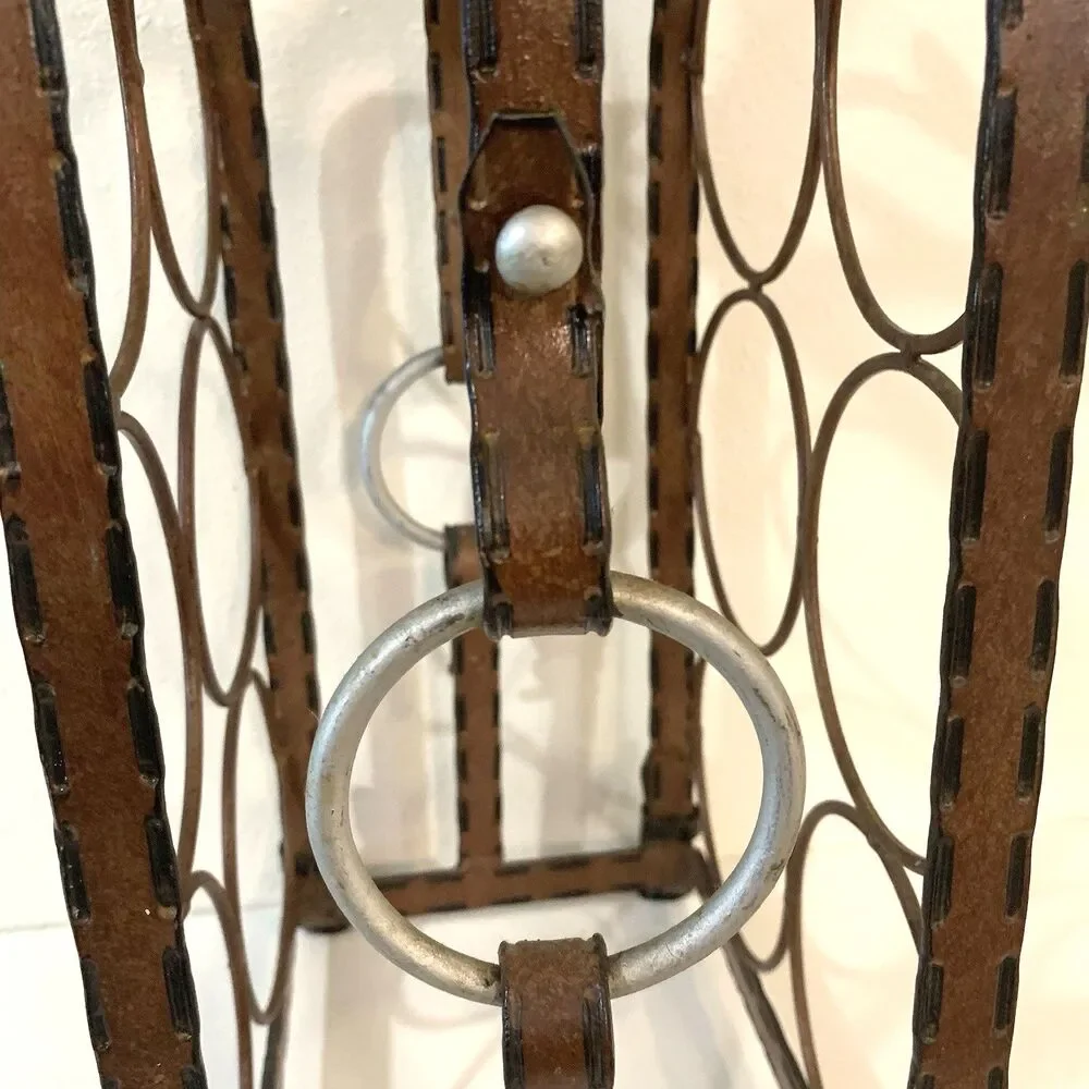 Mid-Century Modern Wine Rack French Wrought Iron 6 Bottle Capacity 1950s-1970s